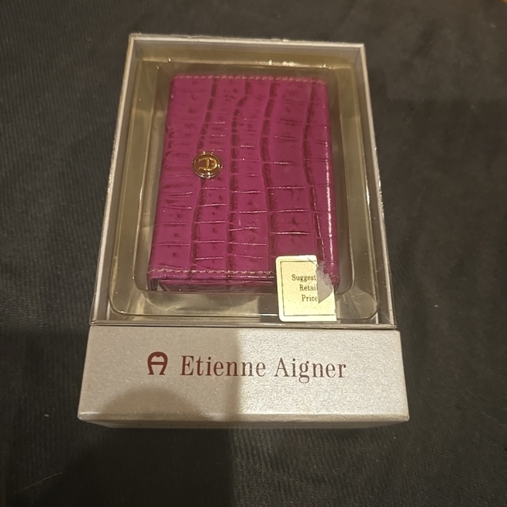 Etienne Aigner Pink Leather Diuble Lipstick Holder
